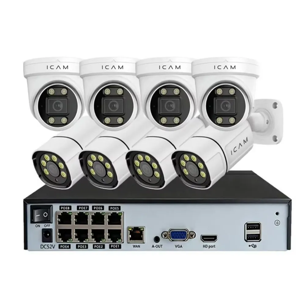 8-იანი 4MP IP POE სათვალთვალო კამერების კიტი + 8ch NVR